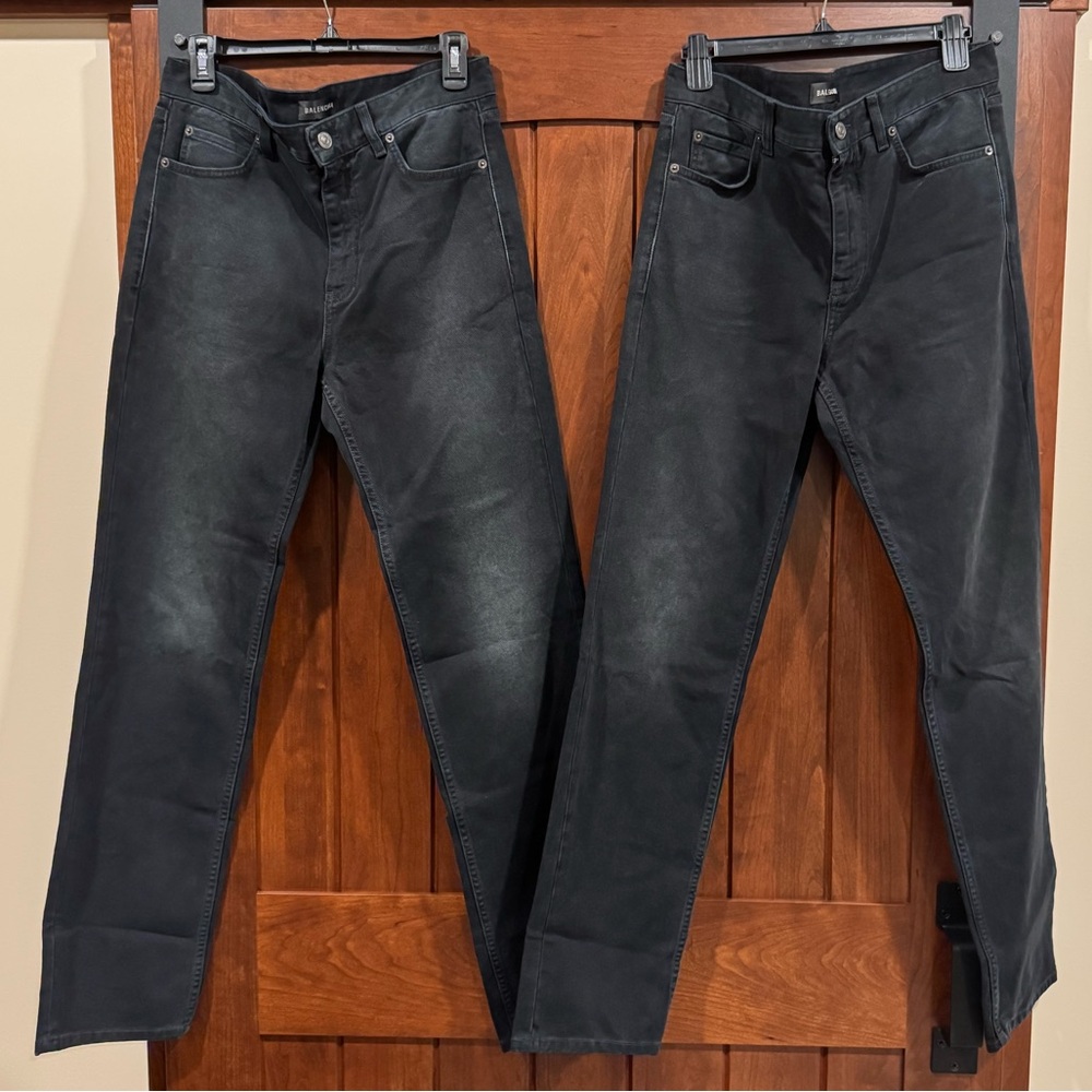 SET OF TWO Men’s Balenciaga Rigid Straight Leg Sun Drenched Black Jeans